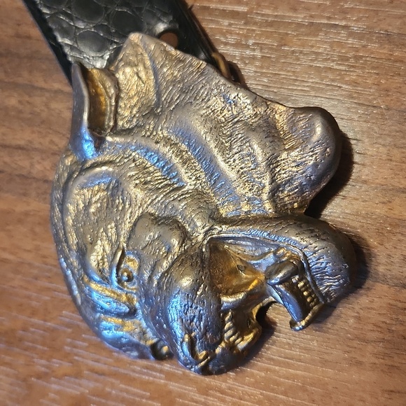 Vintage MCBI Brass Mad Dog Vicious Attack Bull Mastiff Belt Buckle - Picture 7 of 10